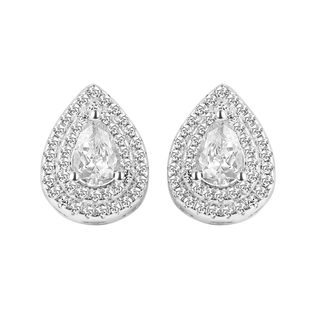 925 Silver Almond Shape Classy Studs Earrings | Silver Teardrop Shape Pear Studs : TWP1033