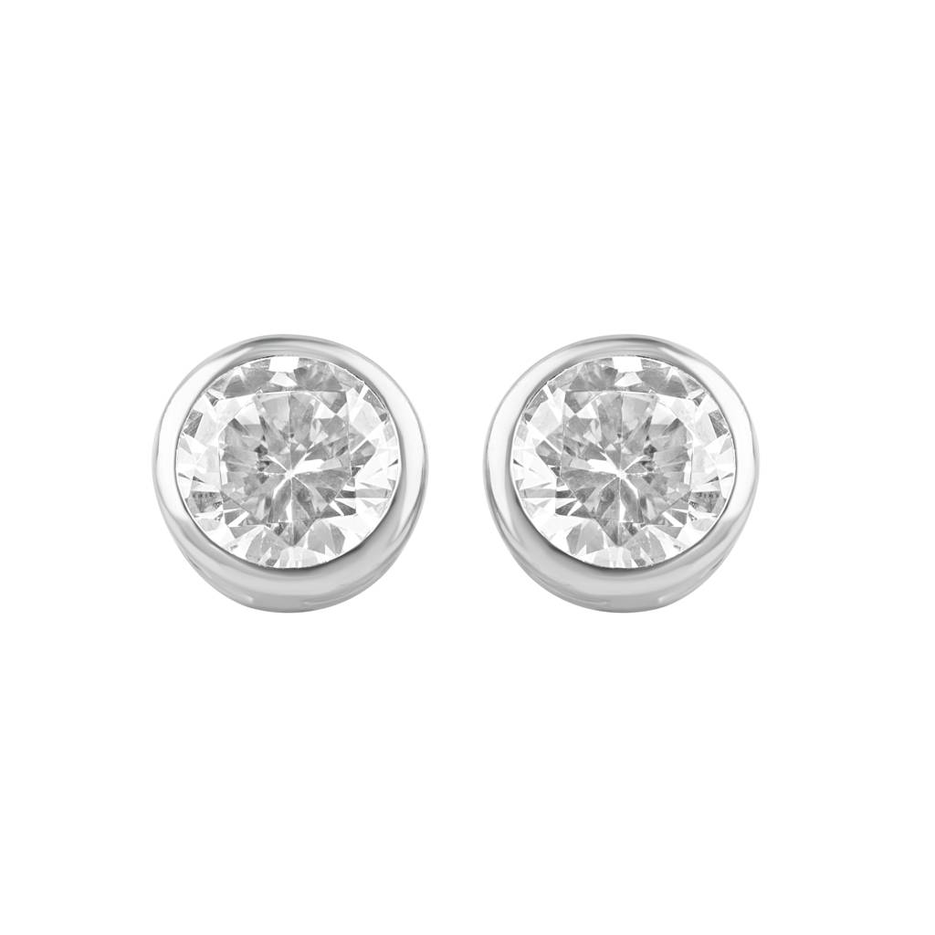 931 Pure Silver Charming Round Zircon Stud Earrings : TWP10194MM