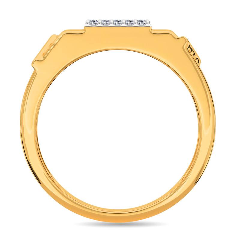 Kisna 14K Yellow Si Diamond Gold Rings For Men | Three Row