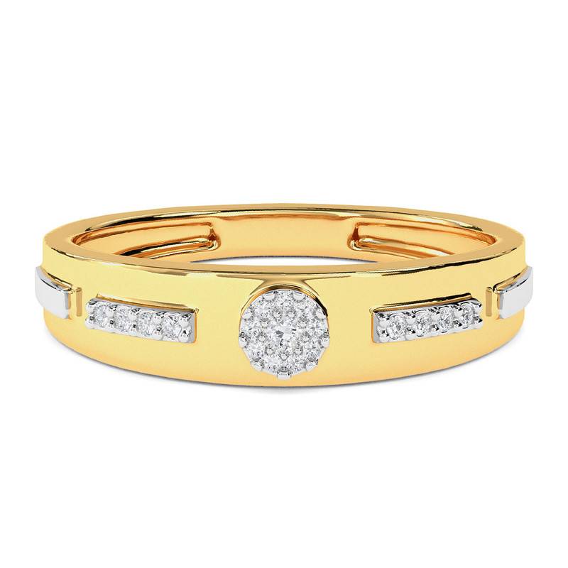 Kisna 14K Yellow Si Diamond Gold Rings For Men | Linear