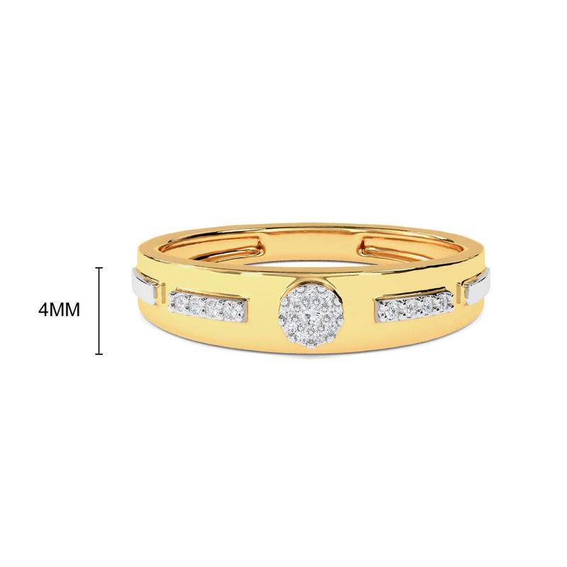 Kisna 14K Yellow Si Diamond Gold Rings For Men | Linear