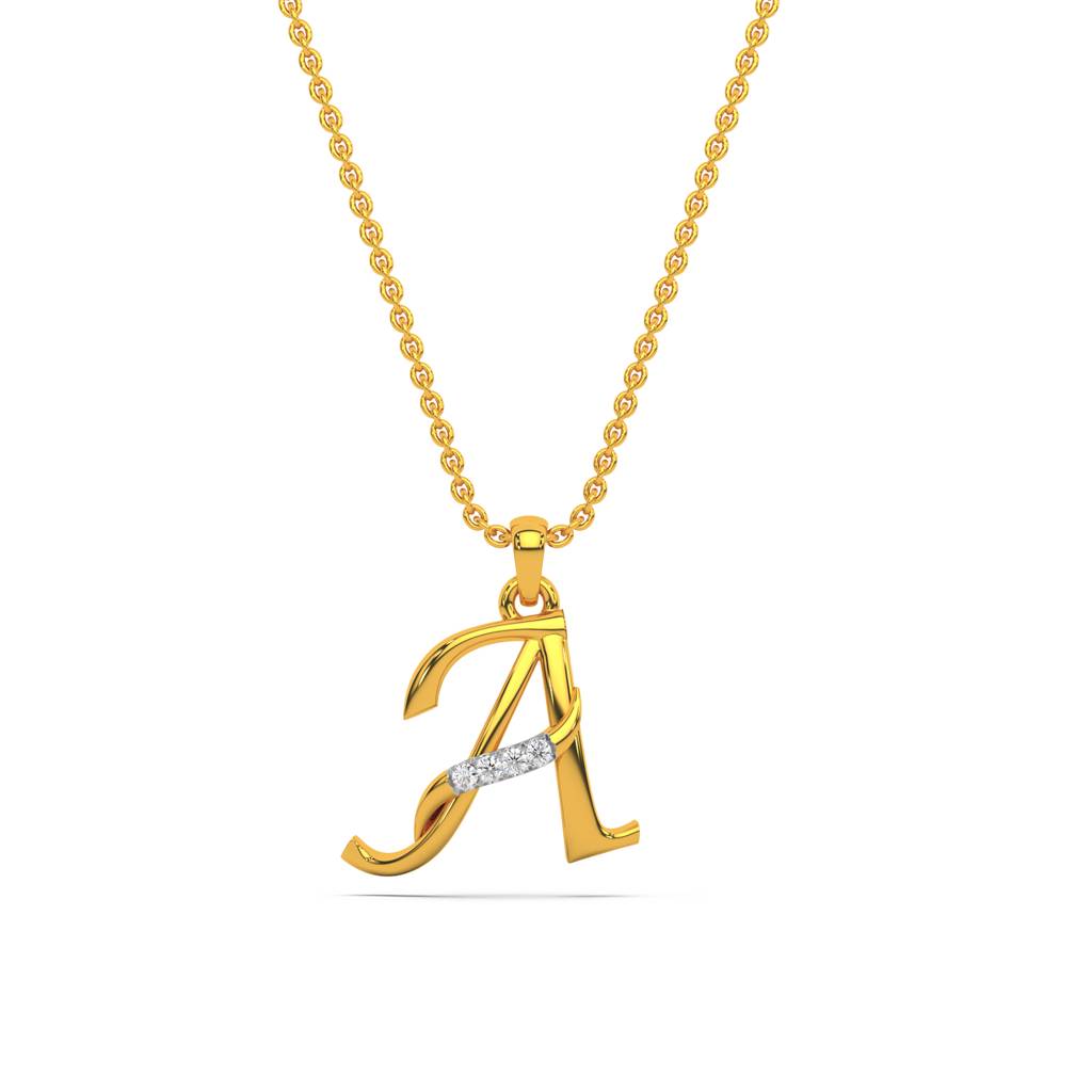 Kisna 14K Yellow Gold Alphabet Diamond Pendant : W20001