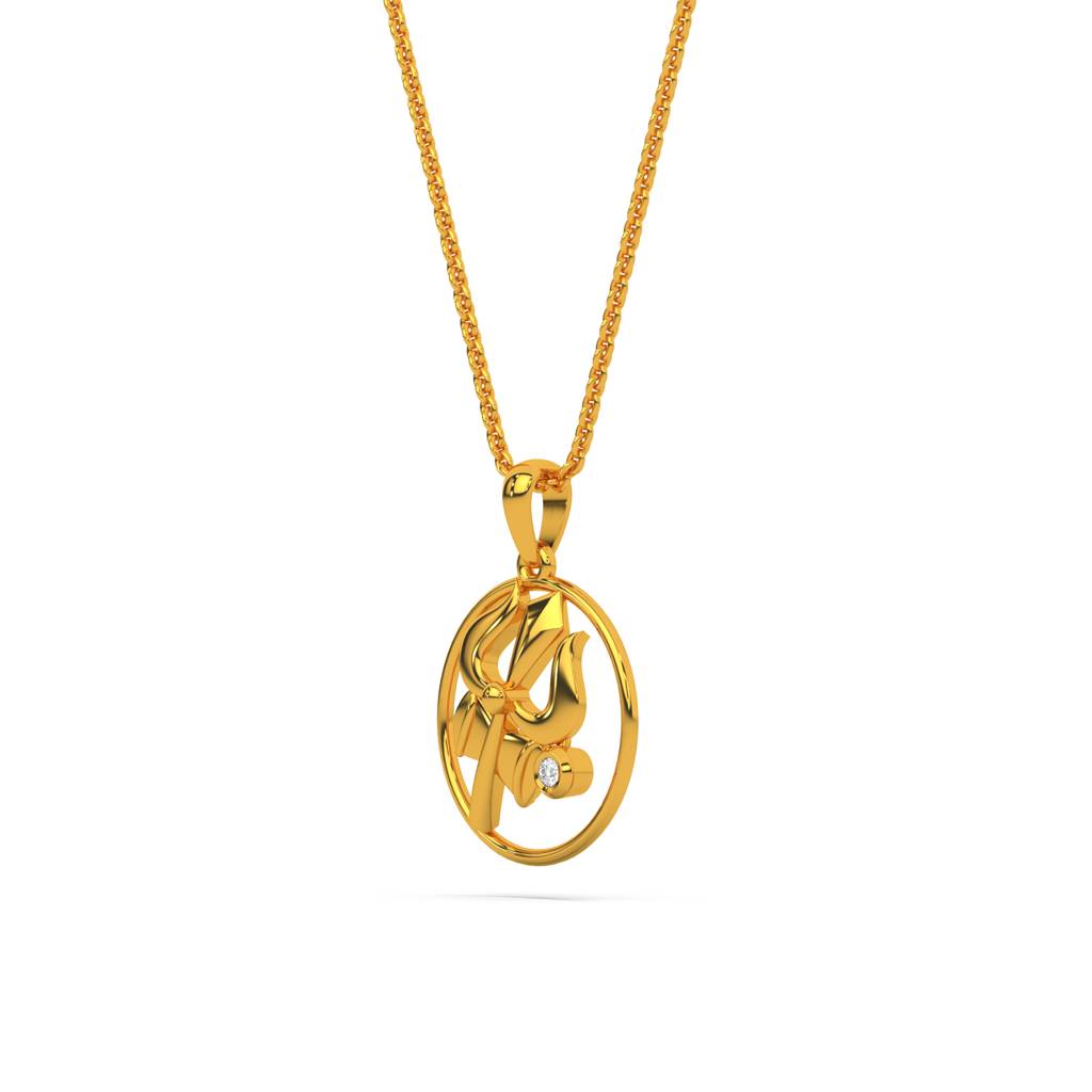 Kisna 14K Yellow Gold Shiva Trishul Diamond Pendant : W20040