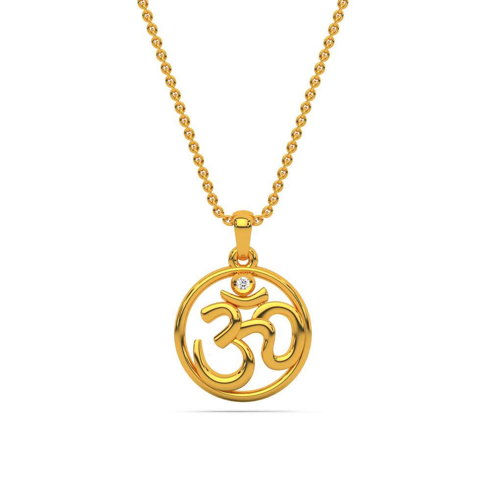 Kisna 14K Yellow Gold The Om Diamond Pendant 14K Gold Si-1 Yellow  Gold