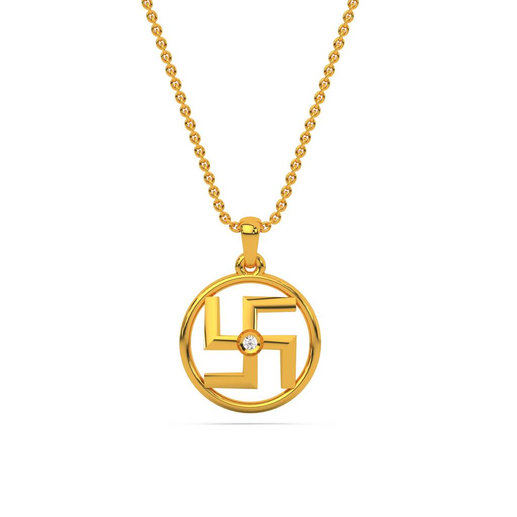 Kisna 14K Yellow Gold The Swastik Diamond Pendant Kisna 14K