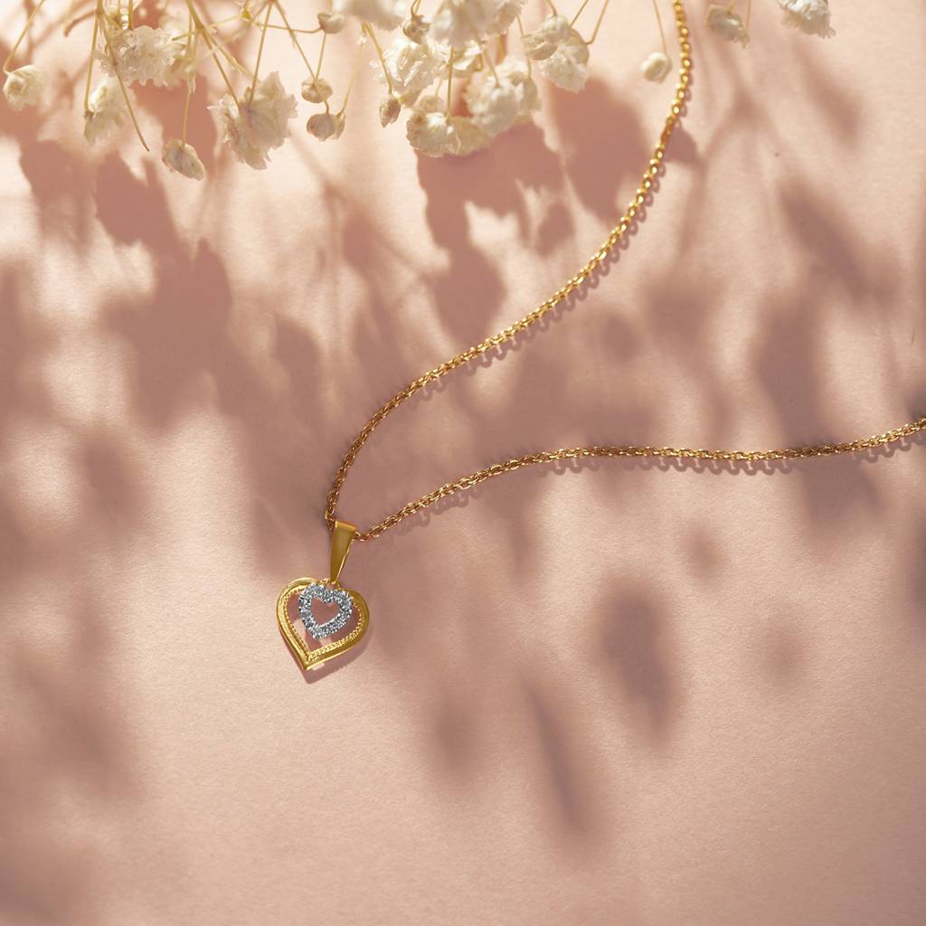 Kisna 14K Yellow Gold Heart Centric Diamond Pendant Kisna 14K