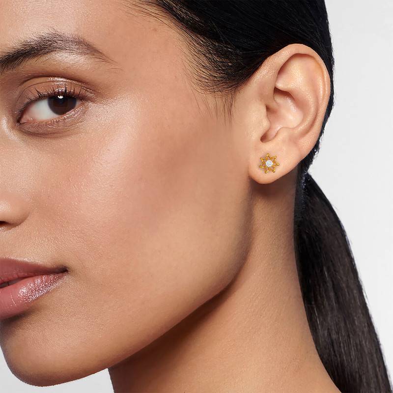 Kisna 14K Yellow Si Diamond Gold Earrings For Women Fancy