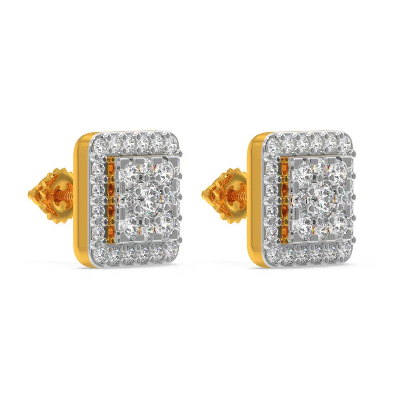 Kisna 14K Yellow Si Diamond Gold Earrings For Women Charismatic Stud