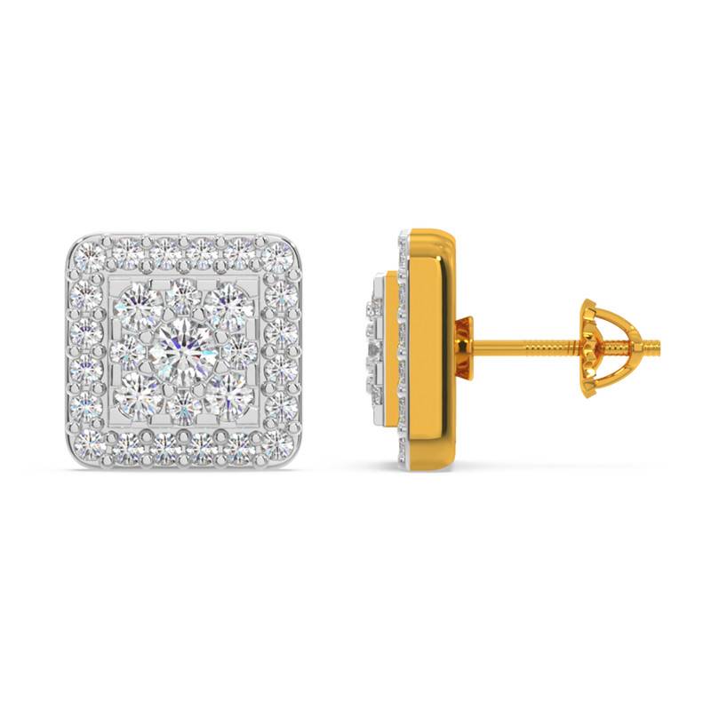 Kisna 14K Yellow Si Diamond Gold Earrings For Women | Charismatic Stud