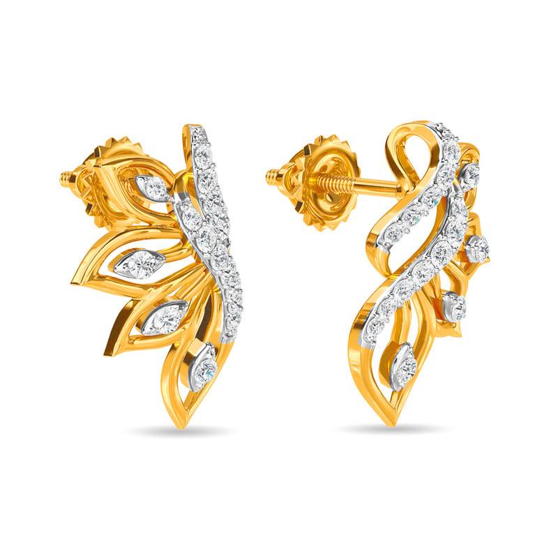 Kisna 14K Yellow Si Diamond Gold Earrings For Women | Oriana