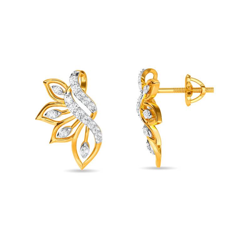 Kisna 14K Yellow Si Diamond Gold Earrings For Women | Oriana