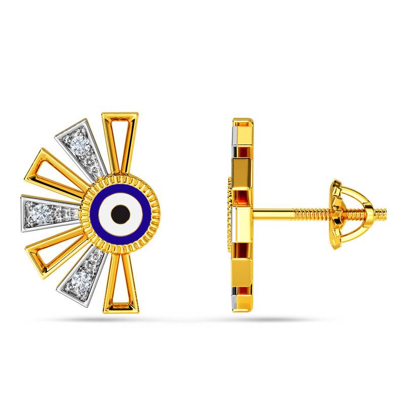 Kisna 14K Yellow Si Diamond Gold Earrings For Women | Hanna Evil Eye