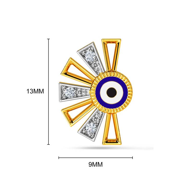 Kisna 14K Yellow Si Diamond Gold Earrings For Women | Hanna Evil Eye