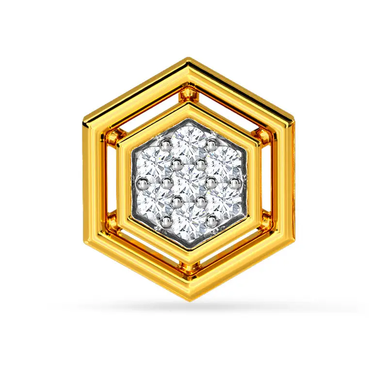 Kisna 14K Yellow Si Diamond Gold Earrings For Men Reef Kisna 14K