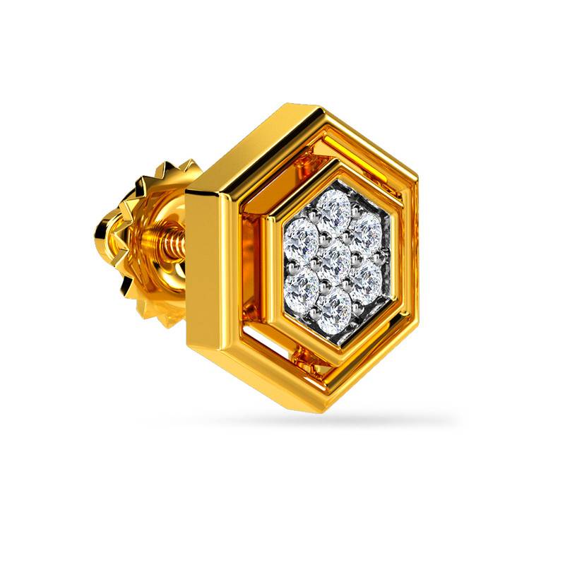 Kisna 14K Yellow Si Diamond Gold Earrings For Men | Reef