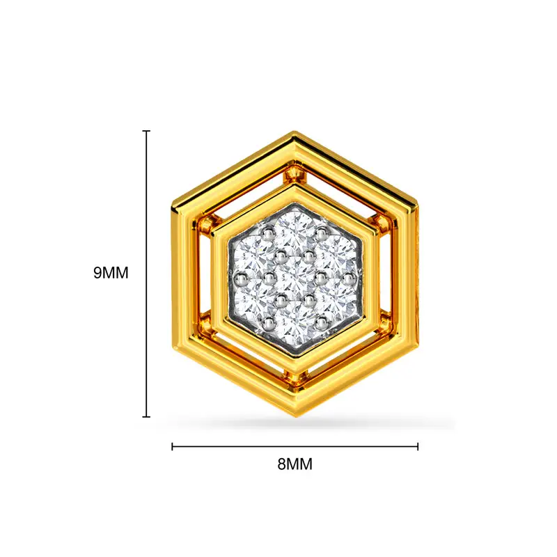 Kisna 14K Yellow Si Diamond Gold Earrings For Men Reef Kisna 14K