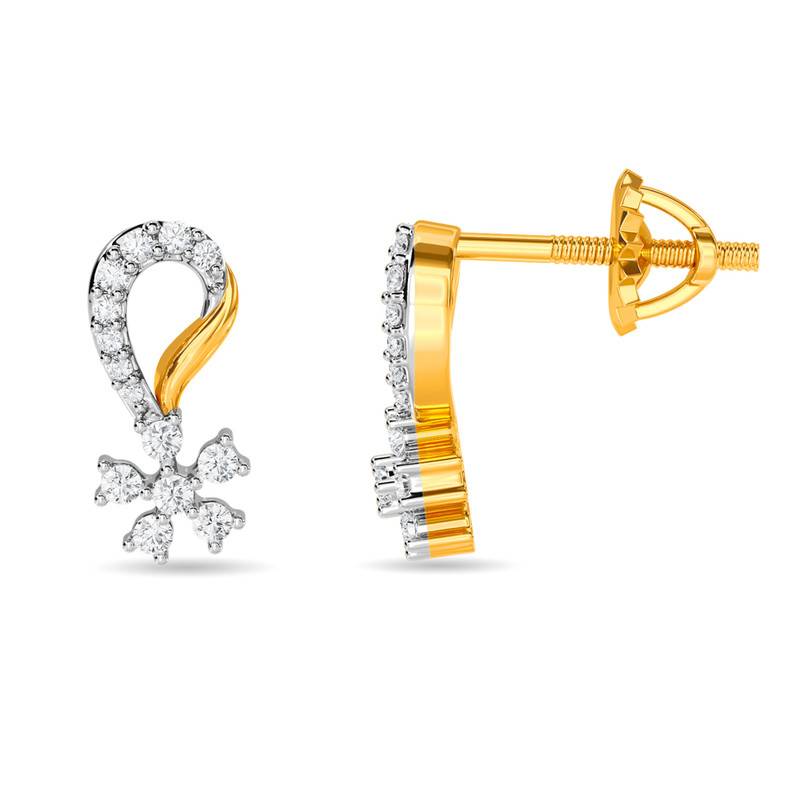 Kisna 14K Yellow Si Diamond Gold Earrings For Women | Marika