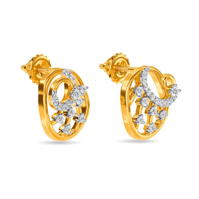 Kisna 14K Yellow Si Diamond Gold Earrings For Women | Nuala