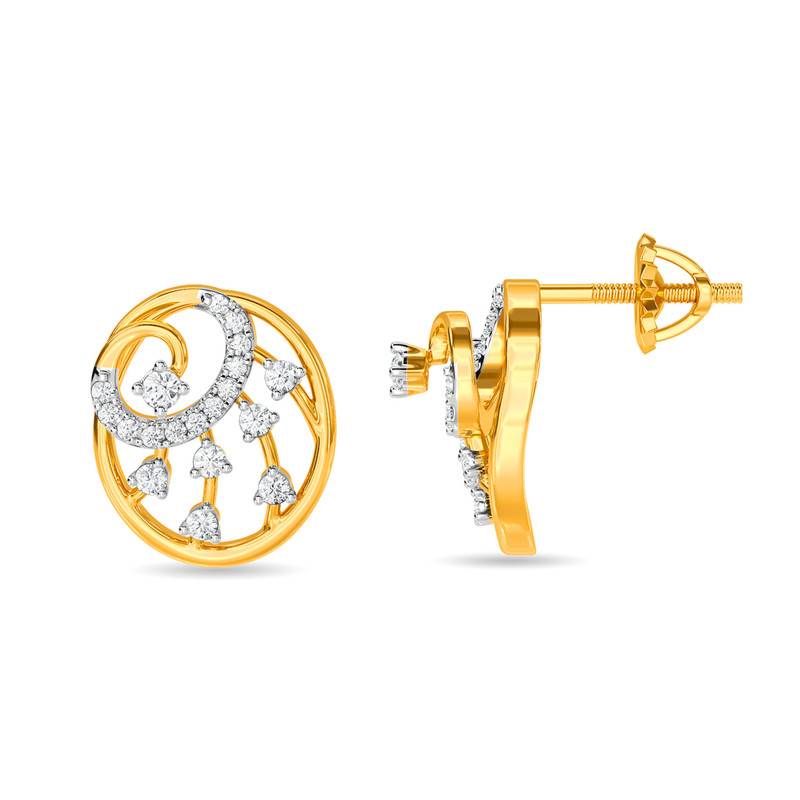Kisna 14K Yellow Si Diamond Gold Earrings For Women | Nuala