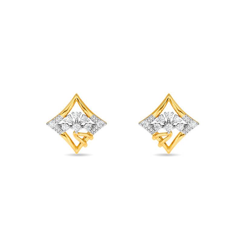 Kisna 14K Yellow Si Diamond Gold Earrings For Women | Manaa