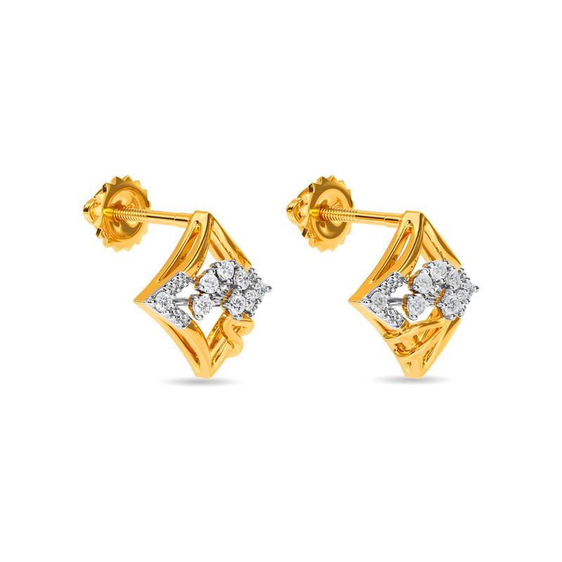 Kisna 14K Yellow Si Diamond Gold Earrings For Women | Manaa