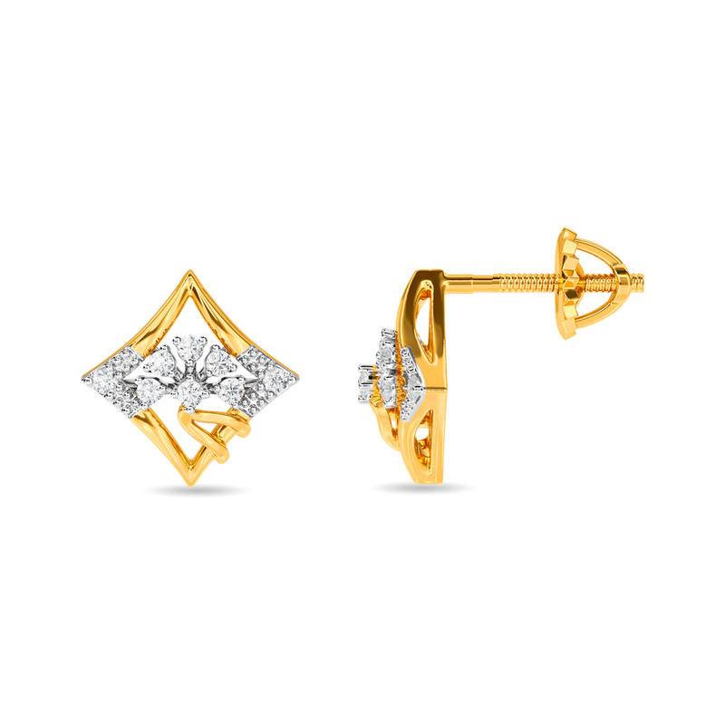 Kisna 14K Yellow Si Diamond Gold Earrings For Women | Manaa