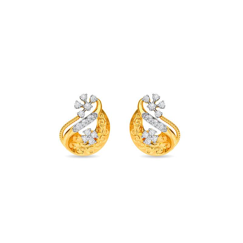 Kisna 14K Yellow Si Diamond Gold Earrings For Women | Manahil