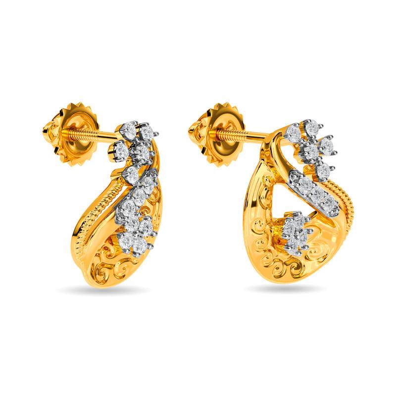 Kisna 14K Yellow Si Diamond Gold Earrings For Women | Manahil