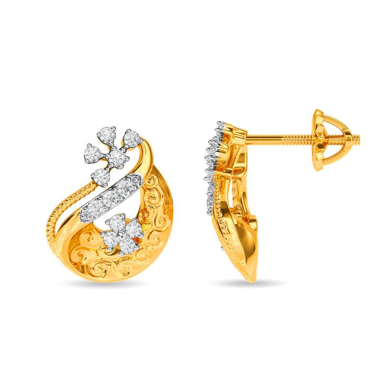 Kisna 14K Yellow Si Diamond Gold Earrings For Women | Manahil