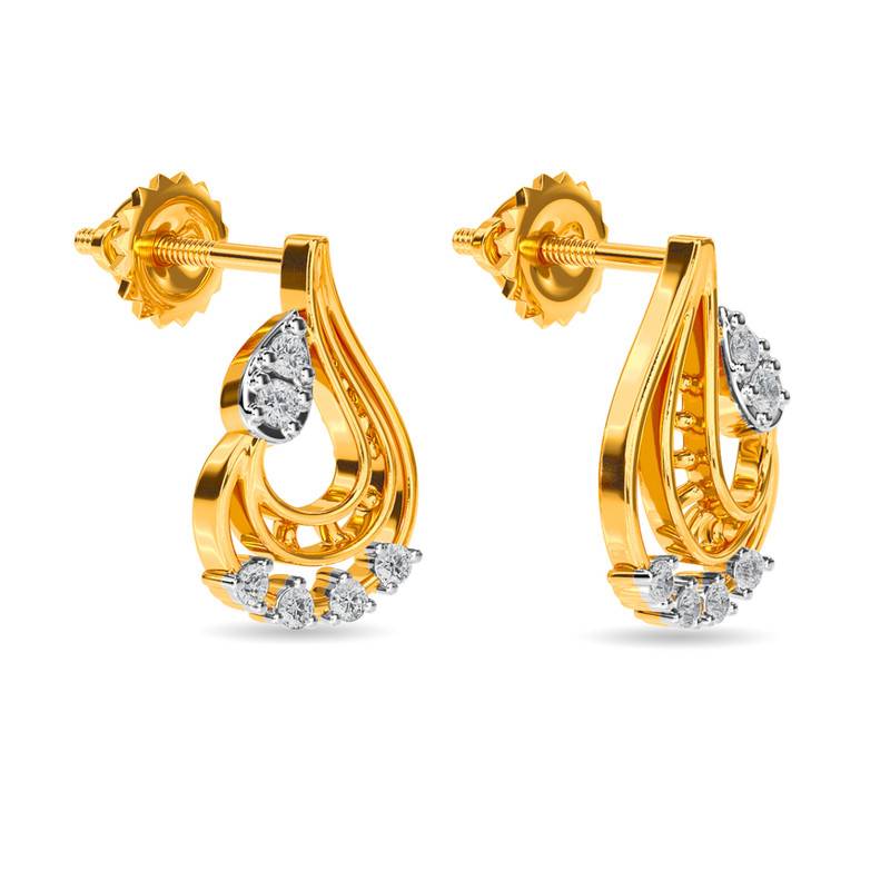 Kisna 14K Yellow Si Diamond Gold Earrings For Women | Murray
