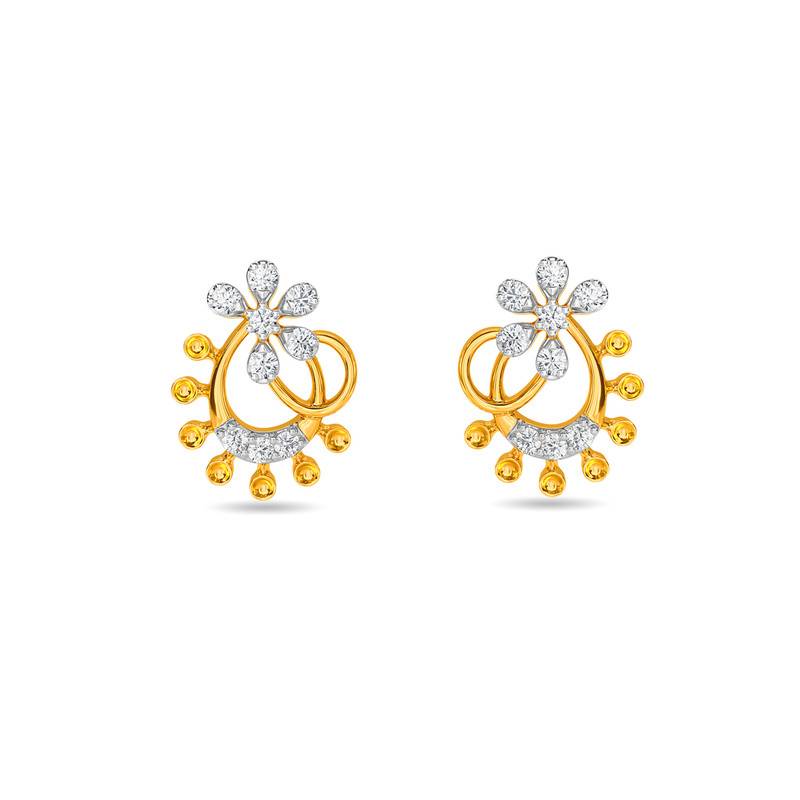Kisna 14K Yellow Si Diamond Gold Earrings For Women | Mariella