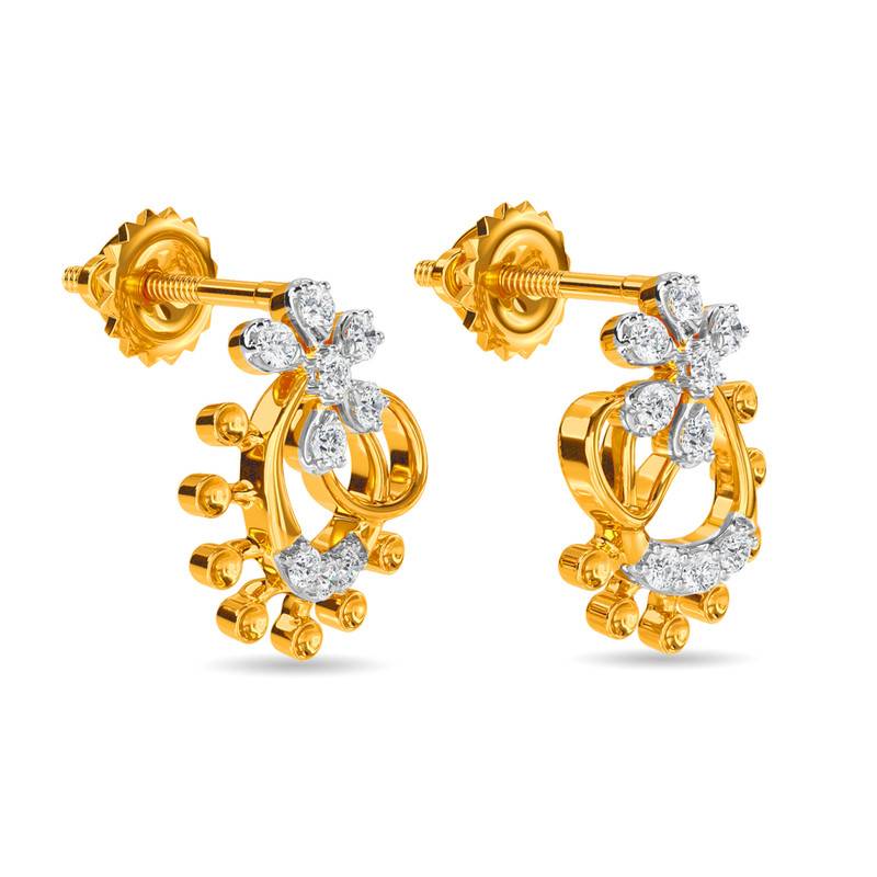 Kisna 14K Yellow Si Diamond Gold Earrings For Women | Mariella