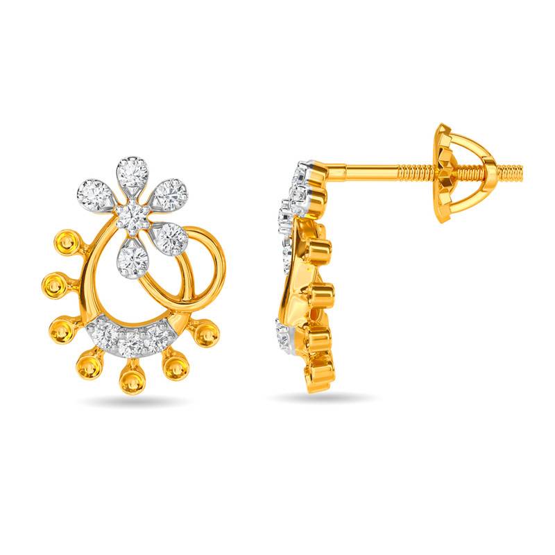 Kisna 14K Yellow Si Diamond Gold Earrings For Women | Mariella