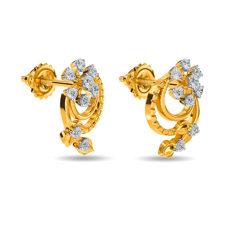 Kisna 14K Yellow Si Diamond Gold Earrings For Women | Lena