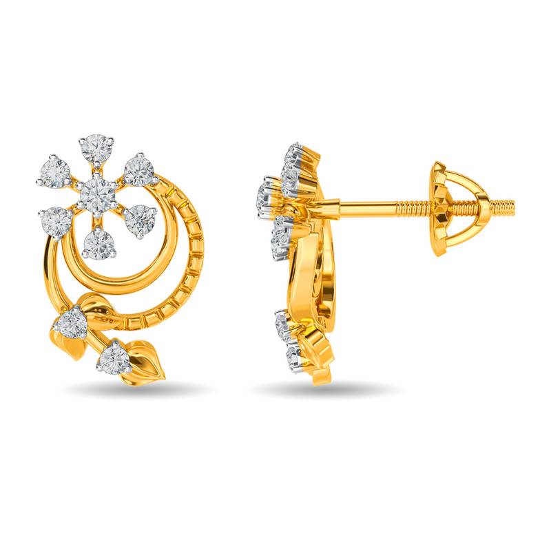 Kisna 14K Yellow Si Diamond Gold Earrings For Women | Lena