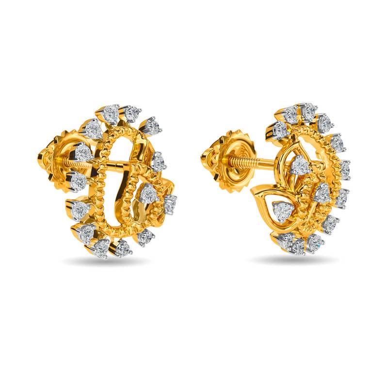 Kisna 14K Yellow Si Diamond Gold Earrings For Women | Malta