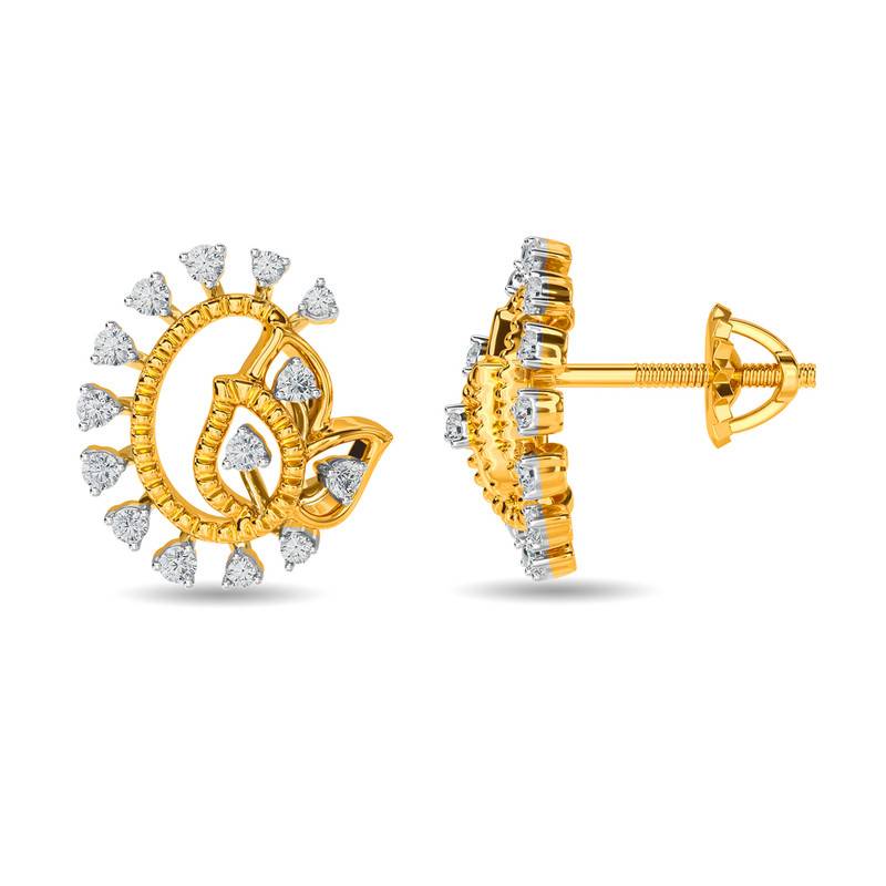 Kisna 14K Yellow Si Diamond Gold Earrings For Women | Malta
