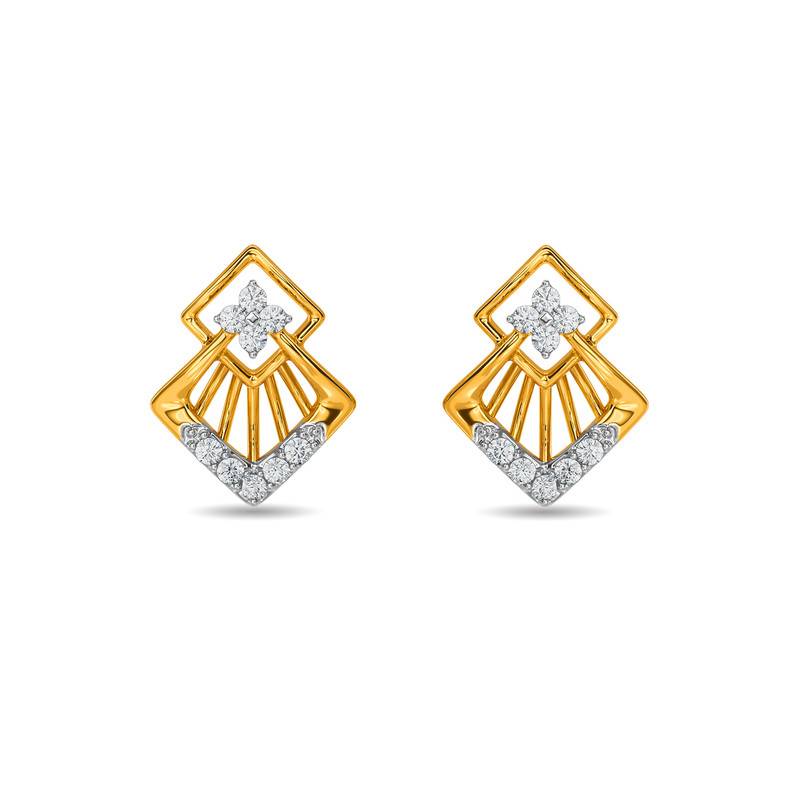 Kisna 14K Yellow Si Diamond Gold Earrings For Women | Morven