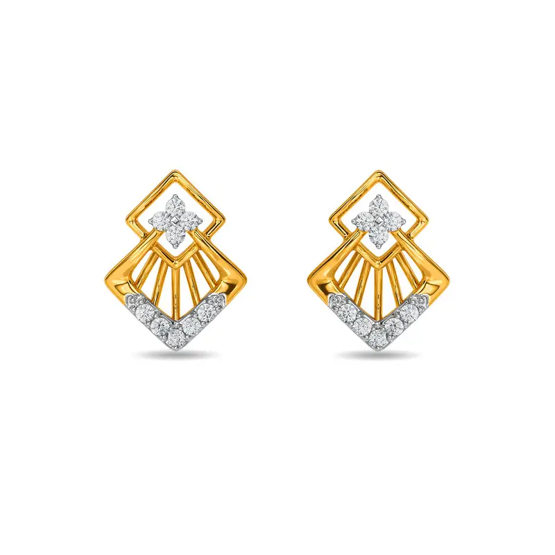 Kisna 14K Yellow Si Diamond Gold Earrings For Women Morven Kisna