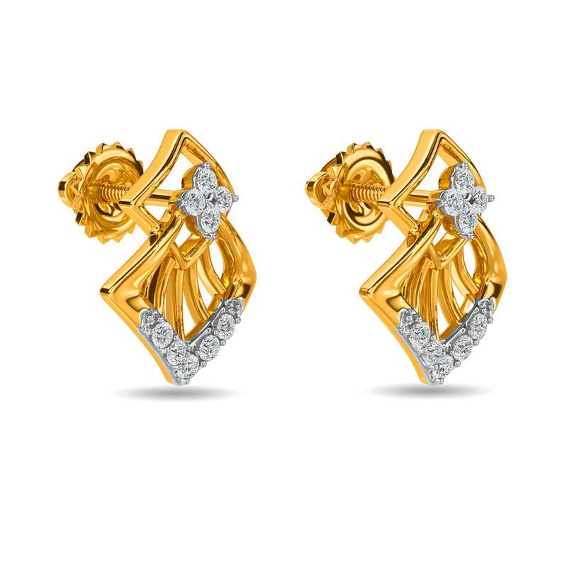 Kisna 14K Yellow Si Diamond Gold Earrings For Women | Morven