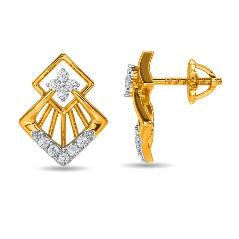 Kisna 14K Yellow Si Diamond Gold Earrings For Women | Morven