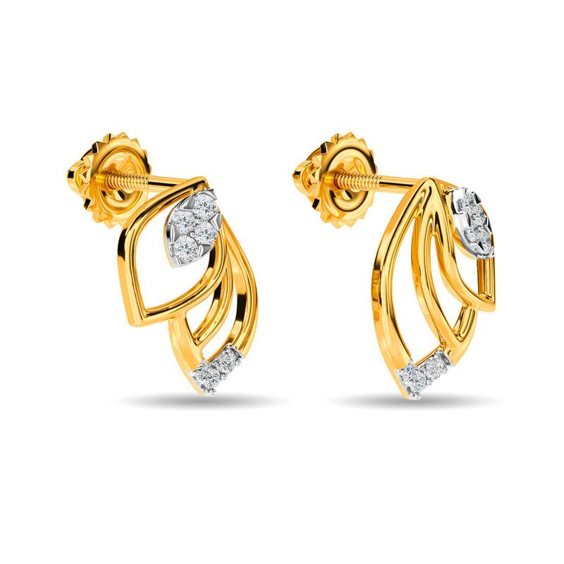Kisna 14K Yellow Si Diamond Gold Earrings For Women | Meng