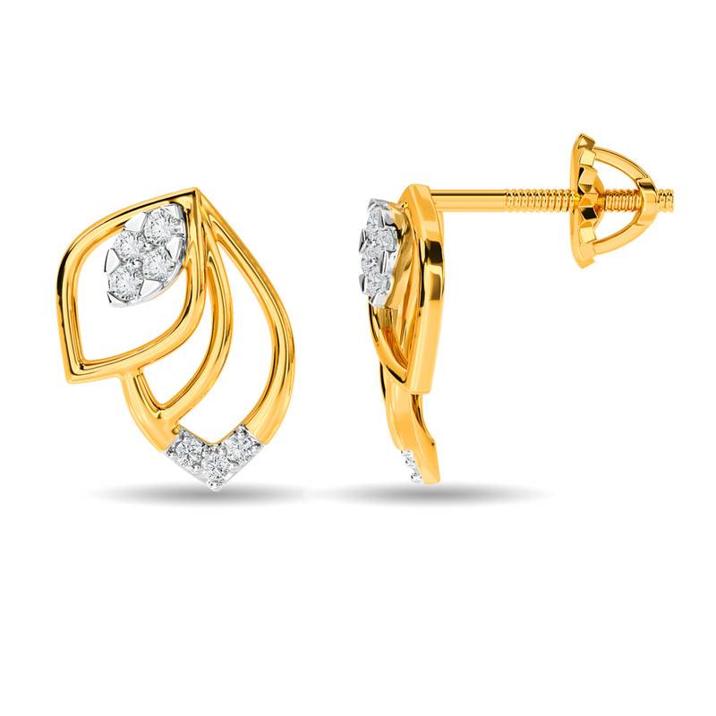 Kisna 14K Yellow Si Diamond Gold Earrings For Women | Meng