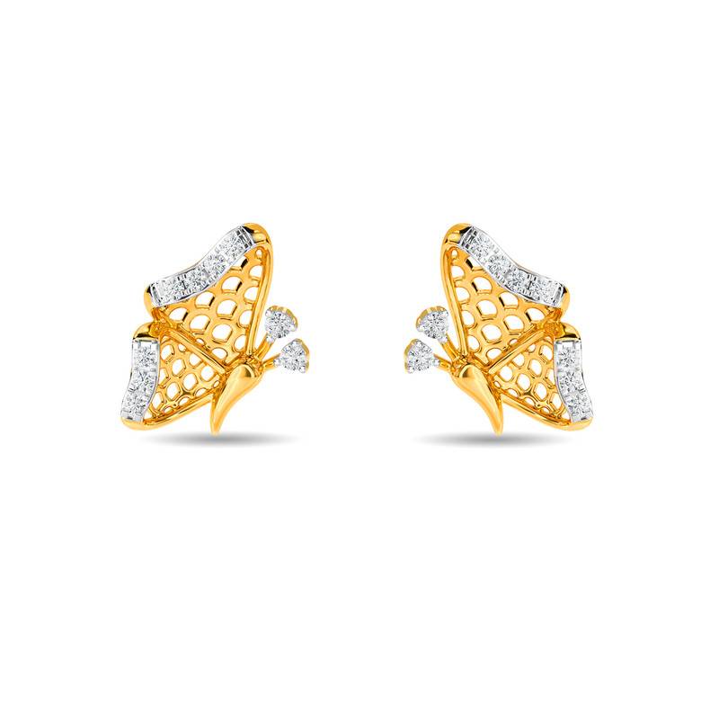 Kisna 14K Yellow Si Diamond Gold Earrings For Women | Missy