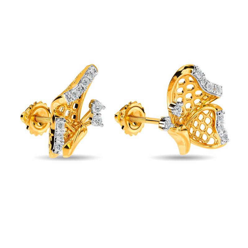 Kisna 14K Yellow Si Diamond Gold Earrings For Women | Missy