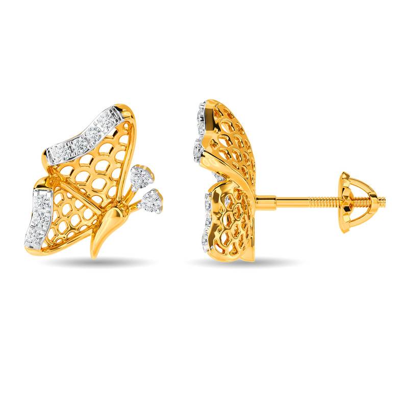 Kisna 14K Yellow Si Diamond Gold Earrings For Women | Missy