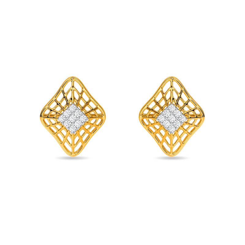 Kisna 14K Yellow Si Diamond Gold Earrings For Women | Zaina