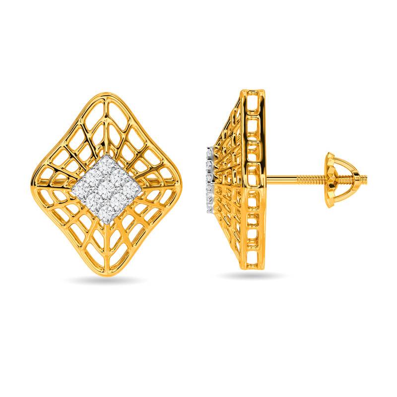 Kisna 14K Yellow Si Diamond Gold Earrings For Women | Zaina