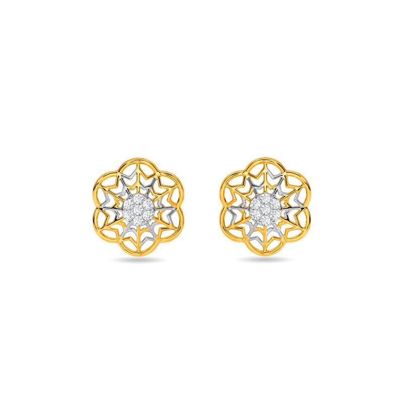 Kisna 14K Yellow Si Diamond Gold Earrings For Women | Zaine