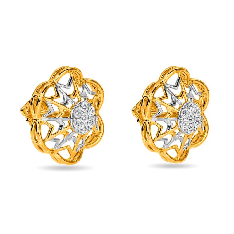 Kisna 14K Yellow Si Diamond Gold Earrings For Women | Zaine